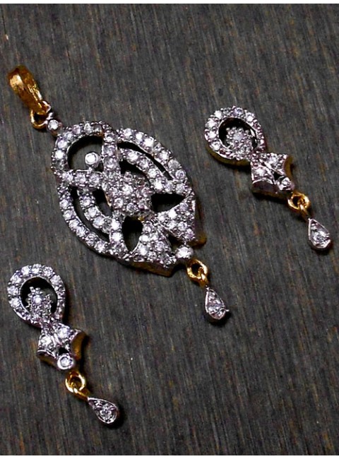 CZ Pendant With Earrings